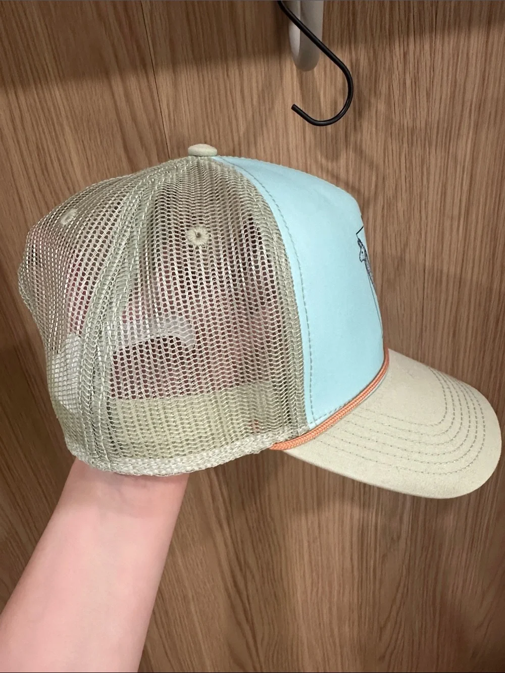 Aqua & Tan Trucker Hat with Llama Graphic